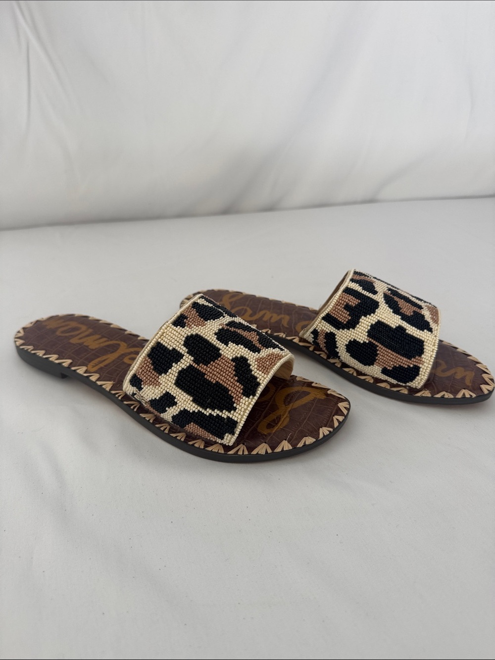 NWT Sam Edelman Gunner Leopard Beaded Slide Sandals in Size 6.5 - Picture 7 of 8